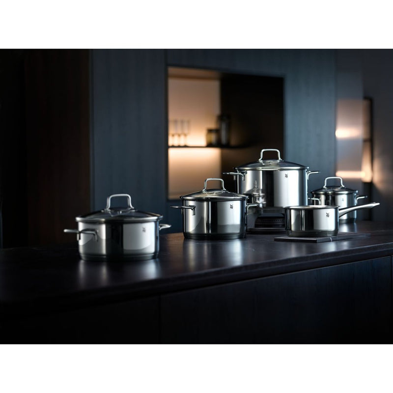 Conjunto de Panelas WMF Inox Cromargan® – 5 Peças Premium com Tampas de Vidro