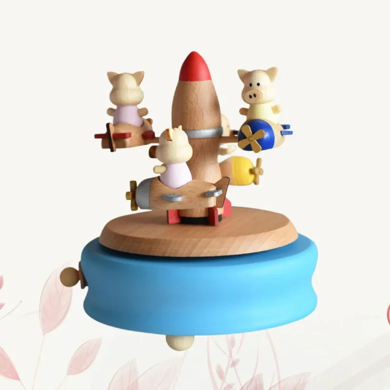 Carrossel Musical Infantil Avião Rotativo Azul Lenogue