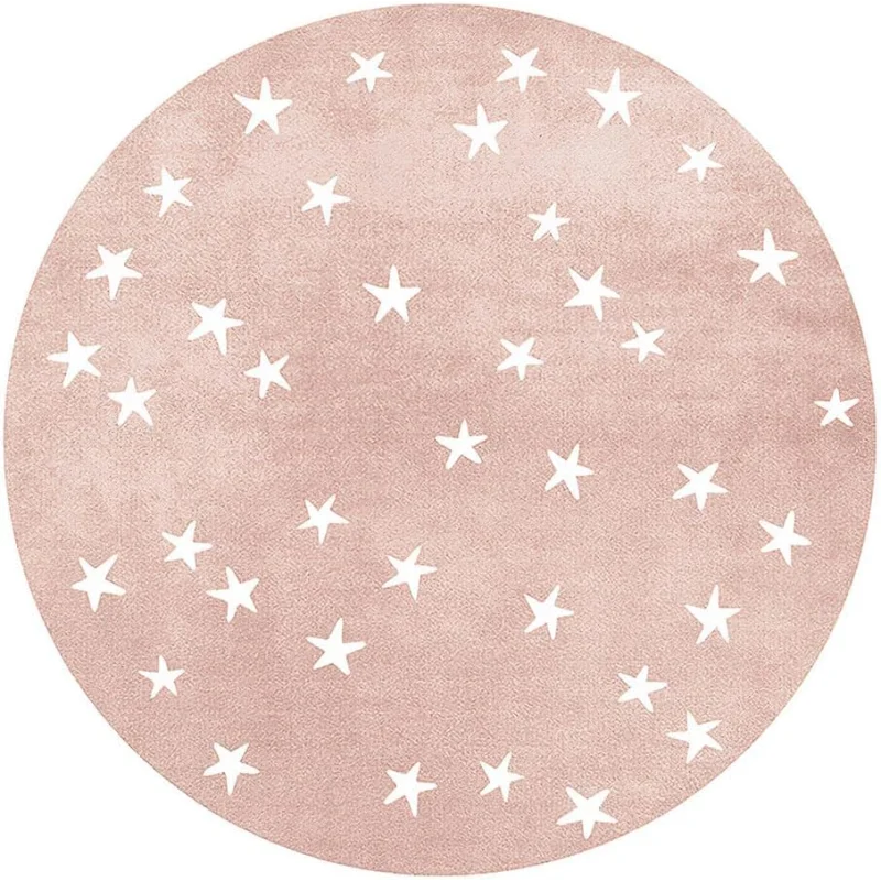 Tapete Infantil Redondo Estrela Rosa Lenogue