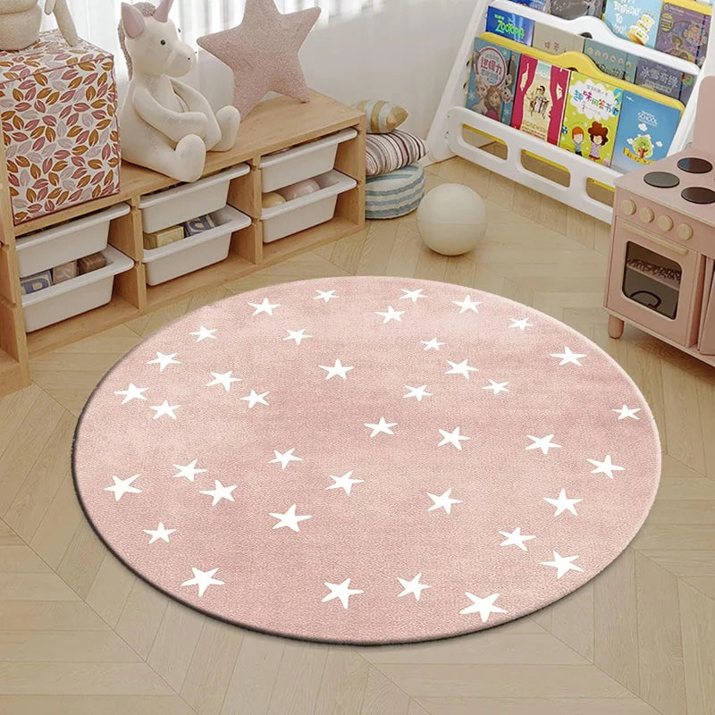 Tapete Infantil Redondo Estrela Rosa Lenogue
